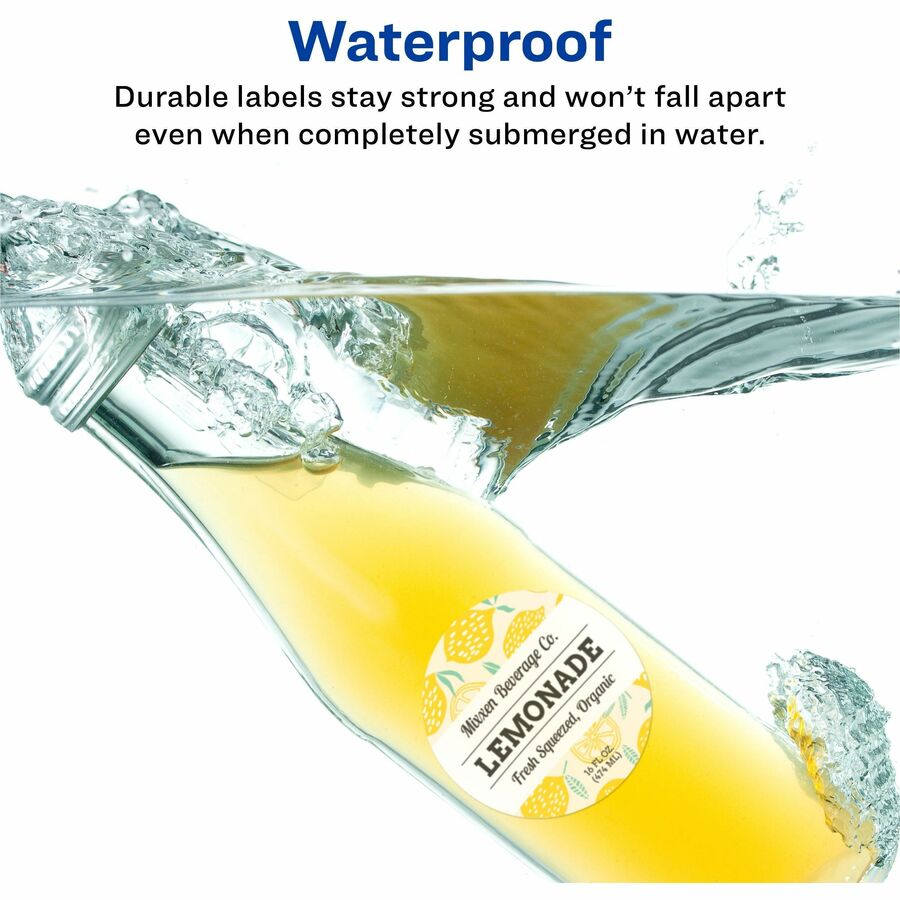Avery&reg; Durable Waterproof Labels, 2.5" Diameter, 72 Total