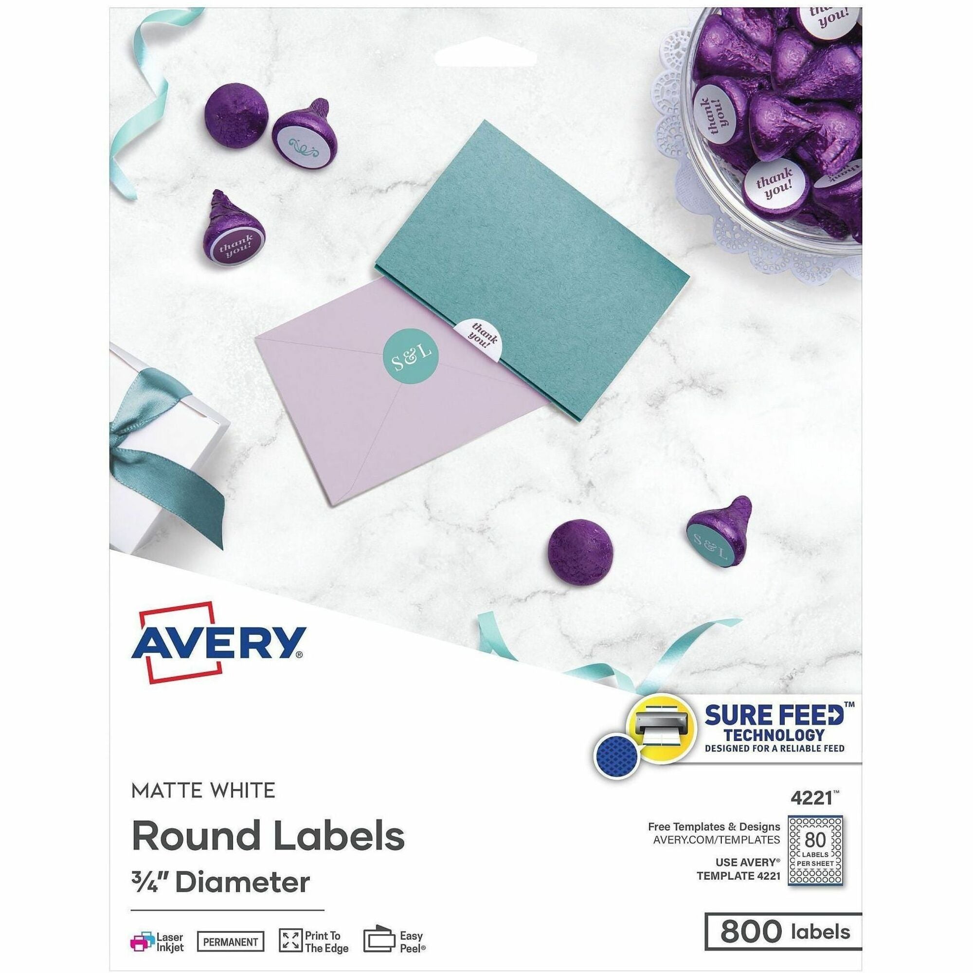 Avery&reg; Printable Round Labels, 3/4" , Matte White, 800 Labels (4221)