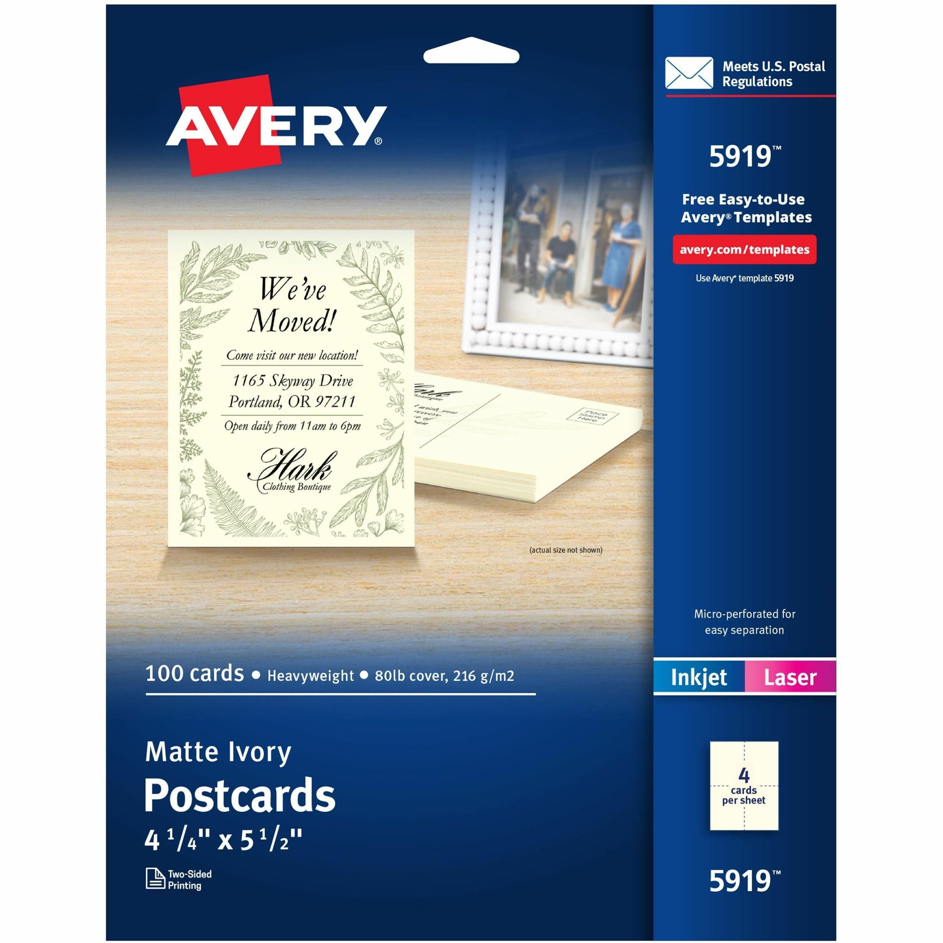 79 Brightness - 4 1/4" x 5 1/2" - 80 lb Basis Weight - 216 g/m² Grammage - Matte - Rounded Corner, Sturdy, Double-sided, Printable, Uncoated, Perforated - Ivory - 1 Box