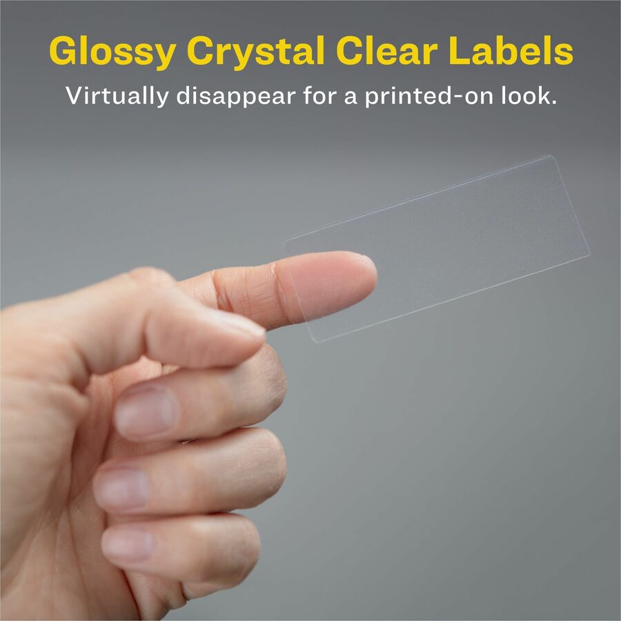 Avery&reg; Easy Peel High Gloss Clear Mailing Labels - 2/3" Width x 1 3/4" Length - Permanent Adhesive - Rectangle - Inkjet, Laser - Clear - Film - 60 / Sheet - 10 Total Sheets - 600 Total Label(s) - 1 Pack