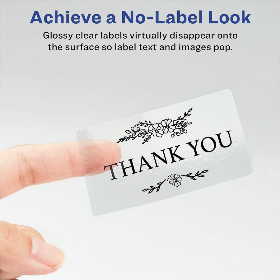 x 2" Width x 4" Length - Permanent Adhesive - Rectangle - Inkjet, Laser - Glossy - Clear - Film - Permanent Adhesive, Jam Resistant, Easy Peel, Pop Up Edge - 10 / Sheet - 10 Total Sheets - 100 Total Label(s) - For Label Printer - 1 Pack