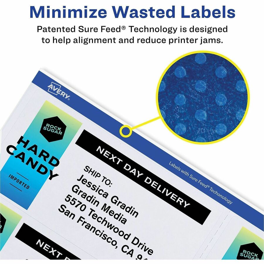 x 2" Width x 4" Length - Permanent Adhesive - Rectangle - Inkjet, Laser - Glossy - Clear - Film - Permanent Adhesive, Jam Resistant, Easy Peel, Pop Up Edge - 10 / Sheet - 10 Total Sheets - 100 Total Label(s) - For Label Printer - 1 Pack