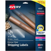 x 2" Width x 4" Length - Permanent Adhesive - Rectangle - Inkjet, Laser - Glossy - Clear - Film - Permanent Adhesive, Jam Resistant, Easy Peel, Pop Up Edge - 10 / Sheet - 10 Total Sheets - 100 Total Label(s) - For Label Printer - 1 Pack