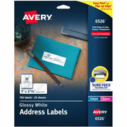 1" Width x 2 5/8" Length - Permanent Adhesive - Rectangle - Inkjet, Laser - Glossy - White - Paper - Permanent Adhesive, Jam Resistant, Easy Peel, Pop Up Edge - 30 / Sheet - 25 Total Sheets - 750 Total Label(s) - 1 Pack