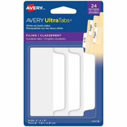 Avery&reg; UltraTabs Filing Tabs - 24 Tab(s) - 1.50" Tab Height x 3" Tab Width - Clear Film, White Paper Tab(s) - 1 Pack