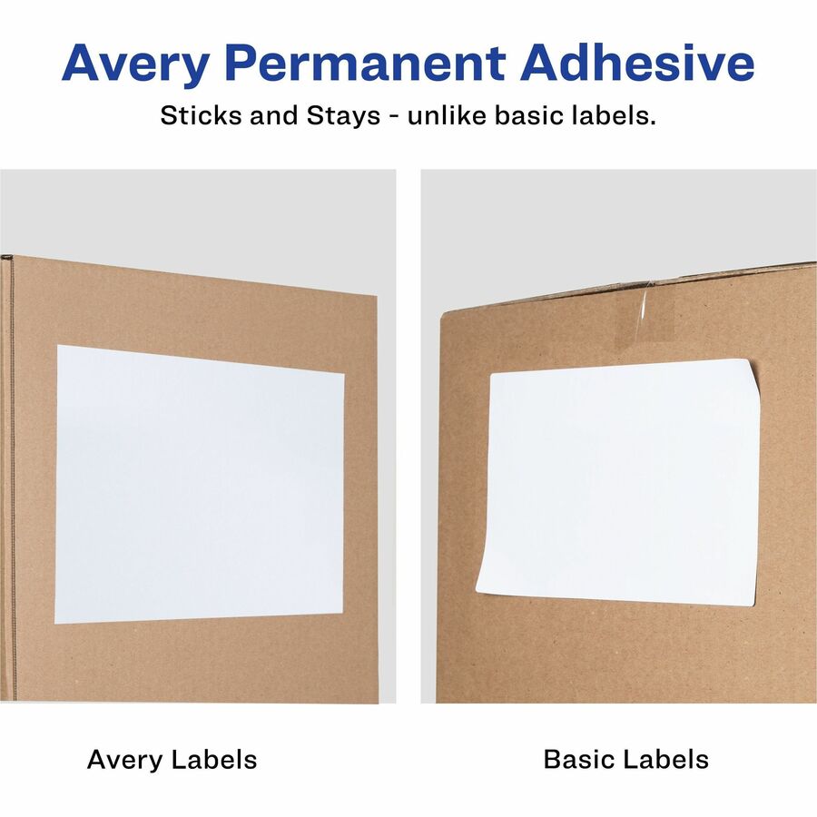 x 8 1/2" Width x 11" Length - Full Sheet - Permanent Adhesive - Laser - Matte - White - Paper - Permanent Adhesive, Stick & Stay, Jam-free, Smudge Resistant, Customizable - 1 / Sheet - 500 Total Sheets - 500 Total Label(s) - 1 Box
