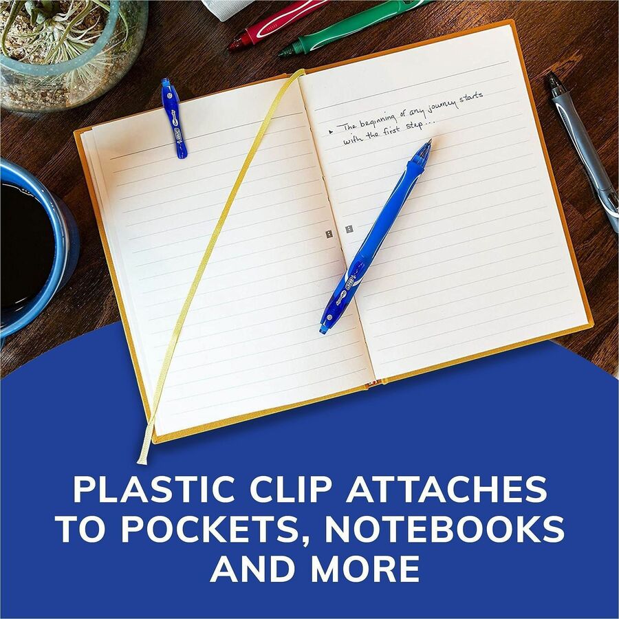 BIC Gel-ocity .7mm Retractable Pen - 0.7 mm Medium Pen Point - Retractable - Blue Ink - Gel-based - 1 Dozen