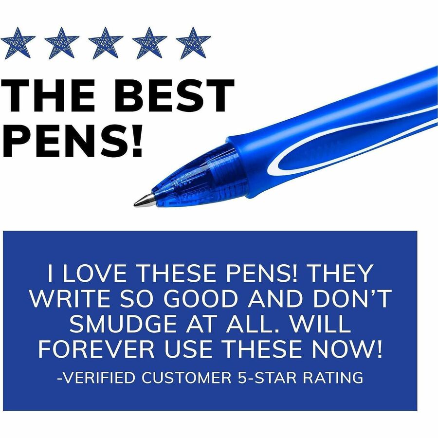 BIC Gel-ocity .7mm Retractable Pen - 0.7 mm Medium Pen Point - Retractable - Blue Ink - Gel-based - 1 Dozen