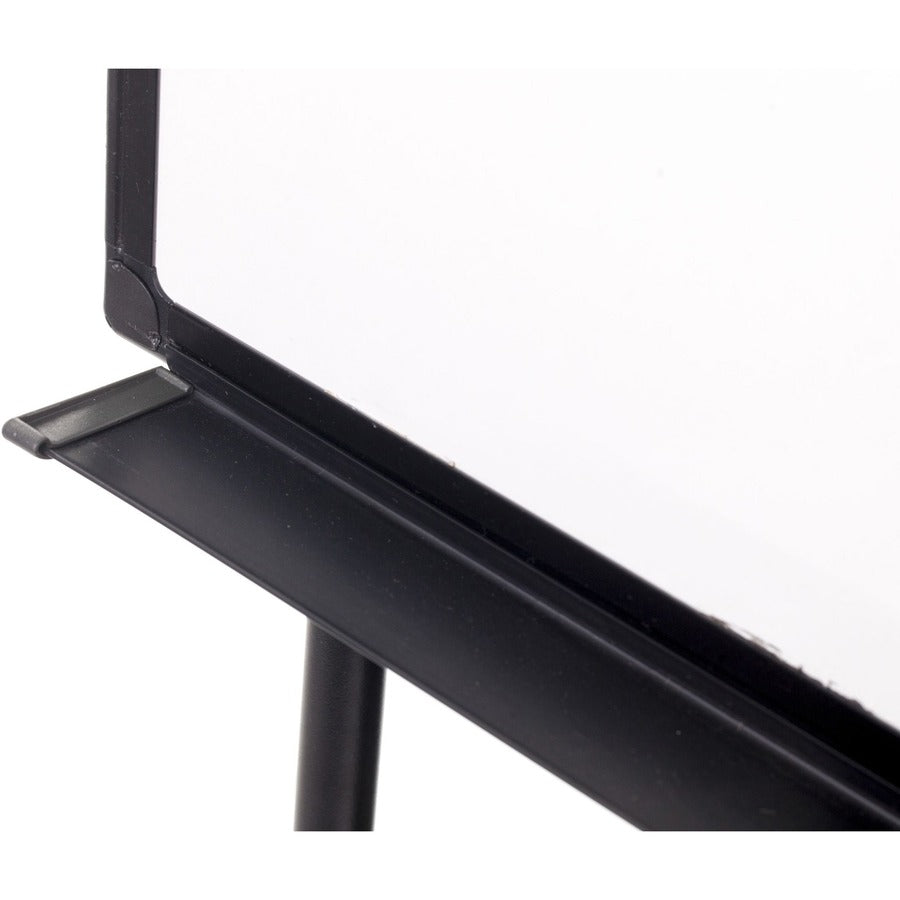 29.5" (2.5 ft) Width x 41.7" (3.5 ft) Height - Melamine Surface - Black Aluminum Frame - Black Stand - Rectangle - Portable - Assembly Required - 1 Each - TAA Compliant