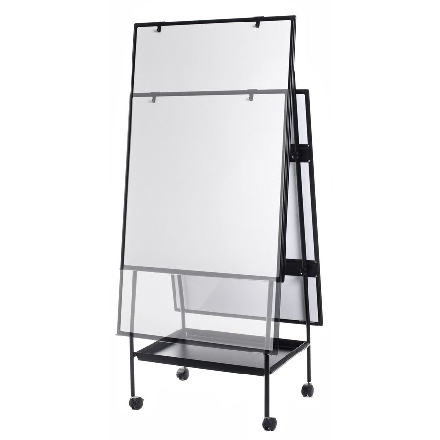 29.5" (2.5 ft) Width x 41.7" (3.5 ft) Height - Melamine Surface - Black Aluminum Frame - Black Stand - Rectangle - Portable - Assembly Required - 1 Each - TAA Compliant