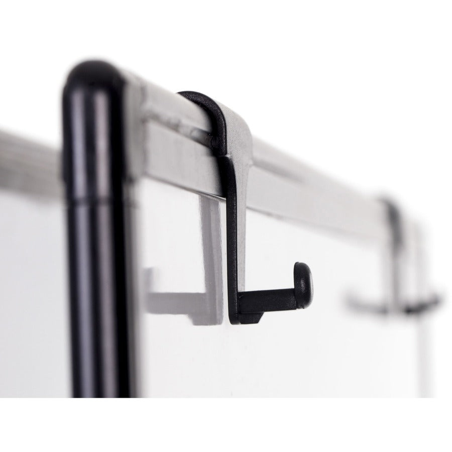 29.5" (2.5 ft) Width x 41.7" (3.5 ft) Height - Melamine Surface - Black Aluminum Frame - Black Stand - Rectangle - Portable - Assembly Required - 1 Each - TAA Compliant