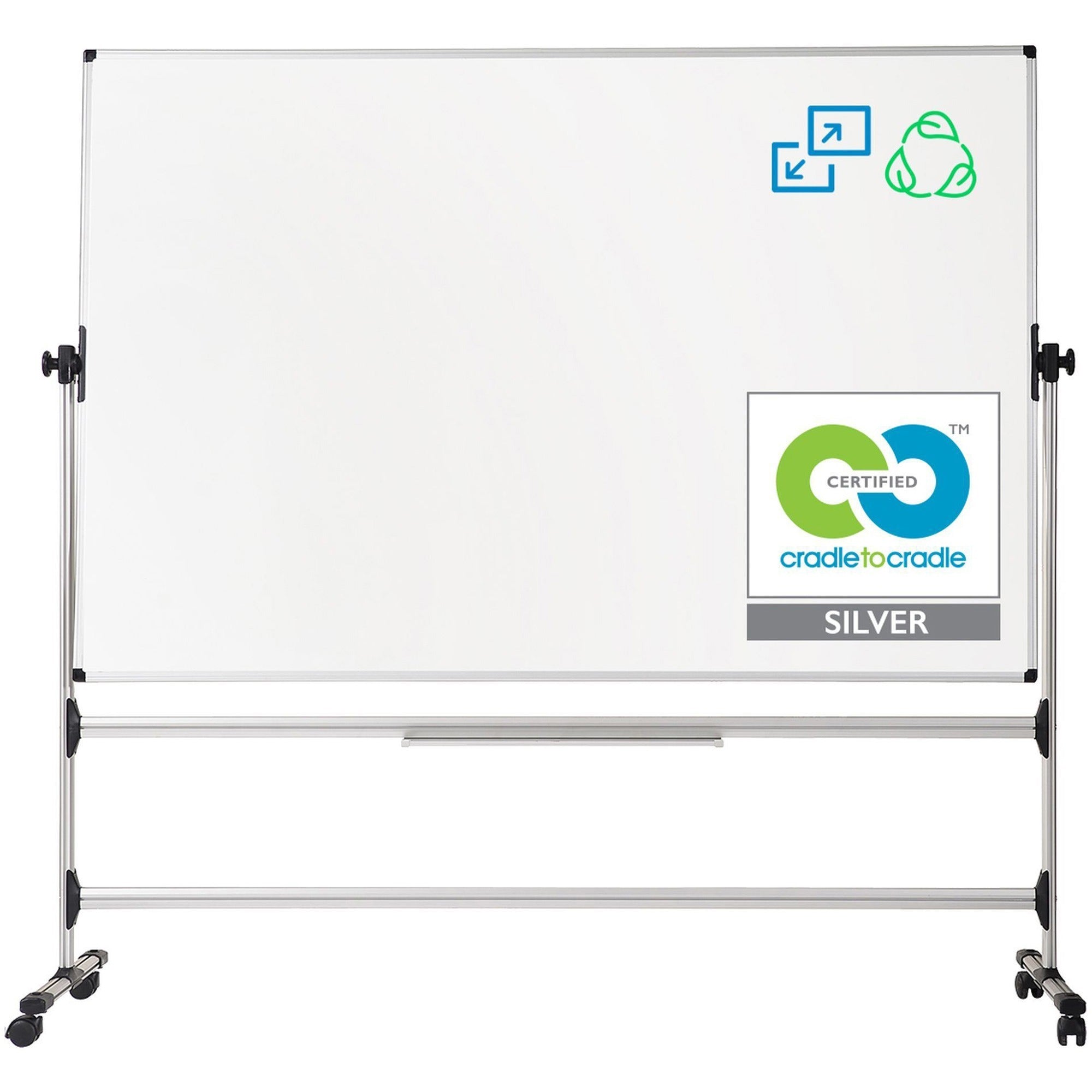 70" (5.8 ft) Width x 48" (4 ft) Height - White Melamine Surface - Silver Gray Aluminum Frame - Rectangle - Portable - Assembly Required - 1 Each