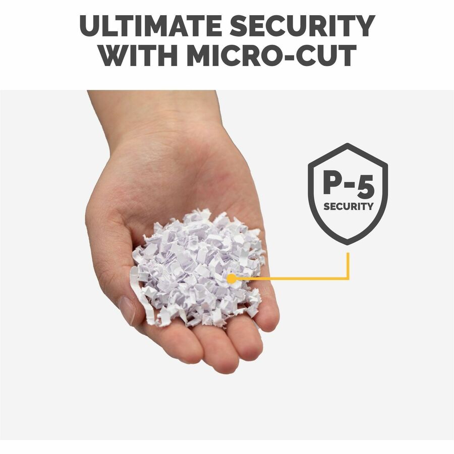 Non-continuous Shredder - Micro Cut - 200 Per Pass - for shredding Staples, Credit Card, Paper - 0.078" x 0.546" Shred Size - P-5 - 11 ft/min - 9" Throat - 25 Minute Run Time - 25 Minute Cool Down Time - 8.50 gal Wastebin Capacity - Black