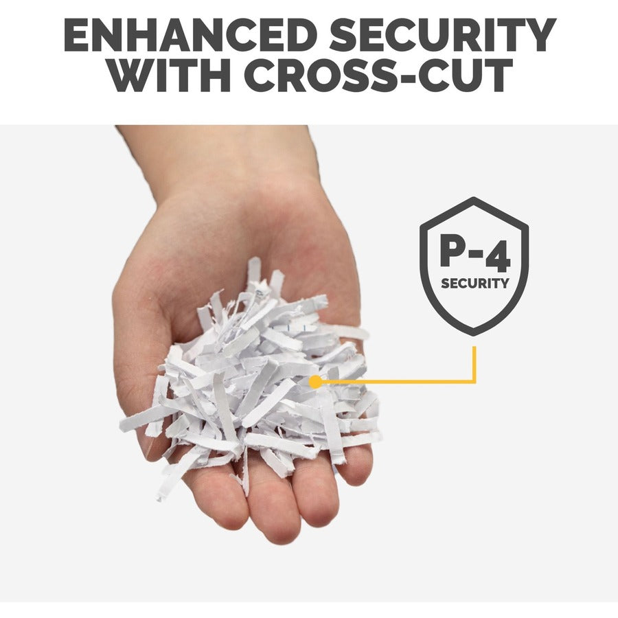 Continuous Shredder - Cross Cut - 550 Per Pass - for shredding Staples, Paper Clip, Paper, CD, DVD, Credit Card, Junk Mail - 0.156" x 1.500" Shred Size - P-4 - 11 ft/min - 9" Throat - 22 gal Wastebin Capacity - Black