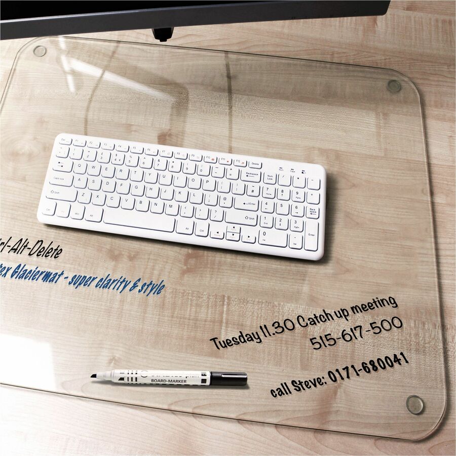 Floortex Desktex&reg; Glaciermat Glass Desk Pad - 19" x 24"