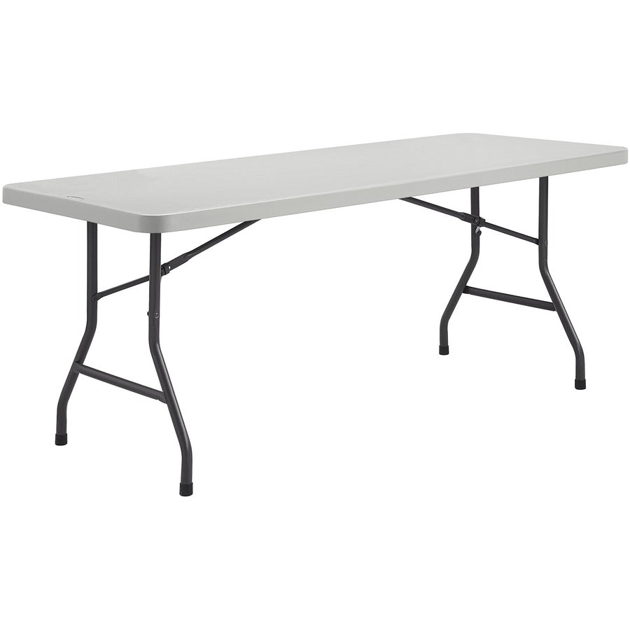 Lorell Extra-Capacity Ultra-Lite Folding Table - Light Gray Top - Dark Gray Base - 750 lb Capacity - 96" Table Top Width x 30" Table Top Depth - 29.25" Height - Gray - High-density Polyethylene (HDPE) Top Material - 1 Each