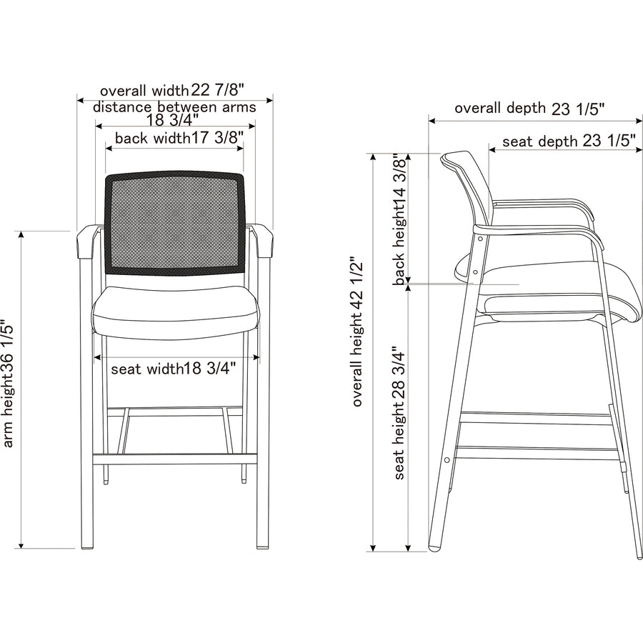 Lorell Mesh Back Guest Stool with Arms