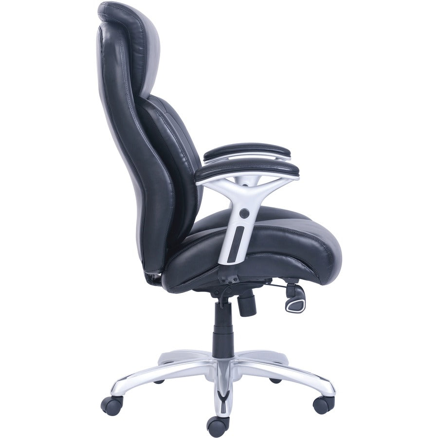 Lorell Wellness by Design Big & Tall Chair with Flexible Air Technology, Black Bonded Leather, 5-Star Base, Armrest, 1 Each