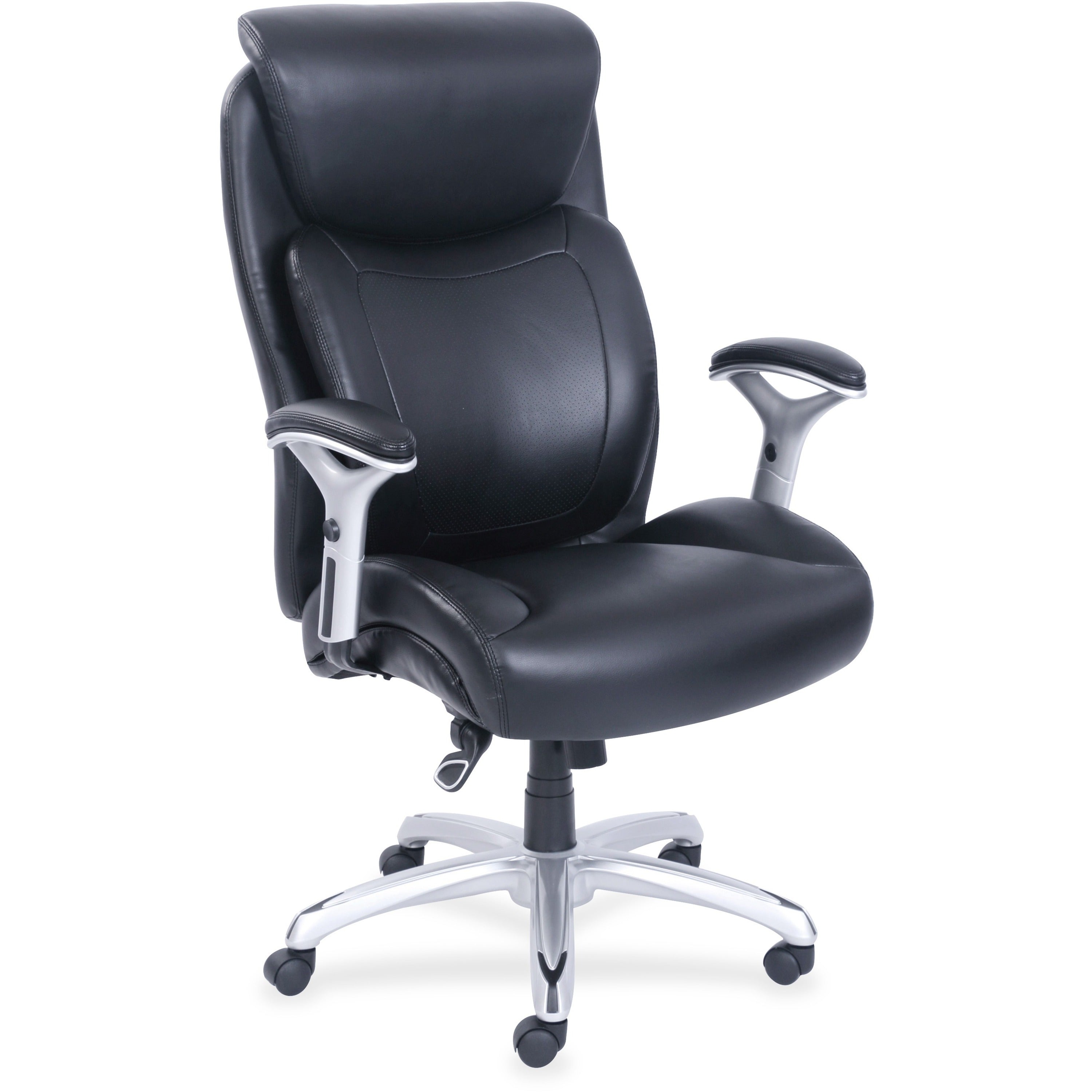 Lorell Wellness by Design Big & Tall Chair with Flexible Air Technology, Black Bonded Leather, 5-Star Base, Armrest, 1 Each