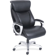 Lorell Wellness by Design Big & Tall Chair, Flexible Air Technology, Black Bonded Leather, 5-Star Base, Armrest, 400 lb Capacity, 1 Each