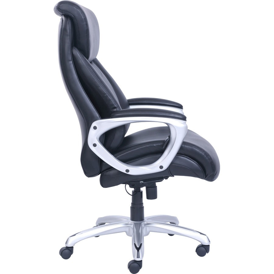 Lorell Wellness by Design Big & Tall Chair, Flexible Air Technology, Black Bonded Leather, 5-Star Base, Armrest, 400 lb Capacity, 1 Each
