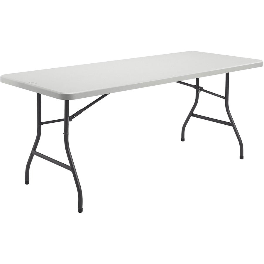 Lorell Ultra-Lite Banquet Table, 96" x 30" x 29", Light Gray Top, Dark Gray Steel Base, 600 lb Capacity, 2" Thick HDPE Top, 1 Each