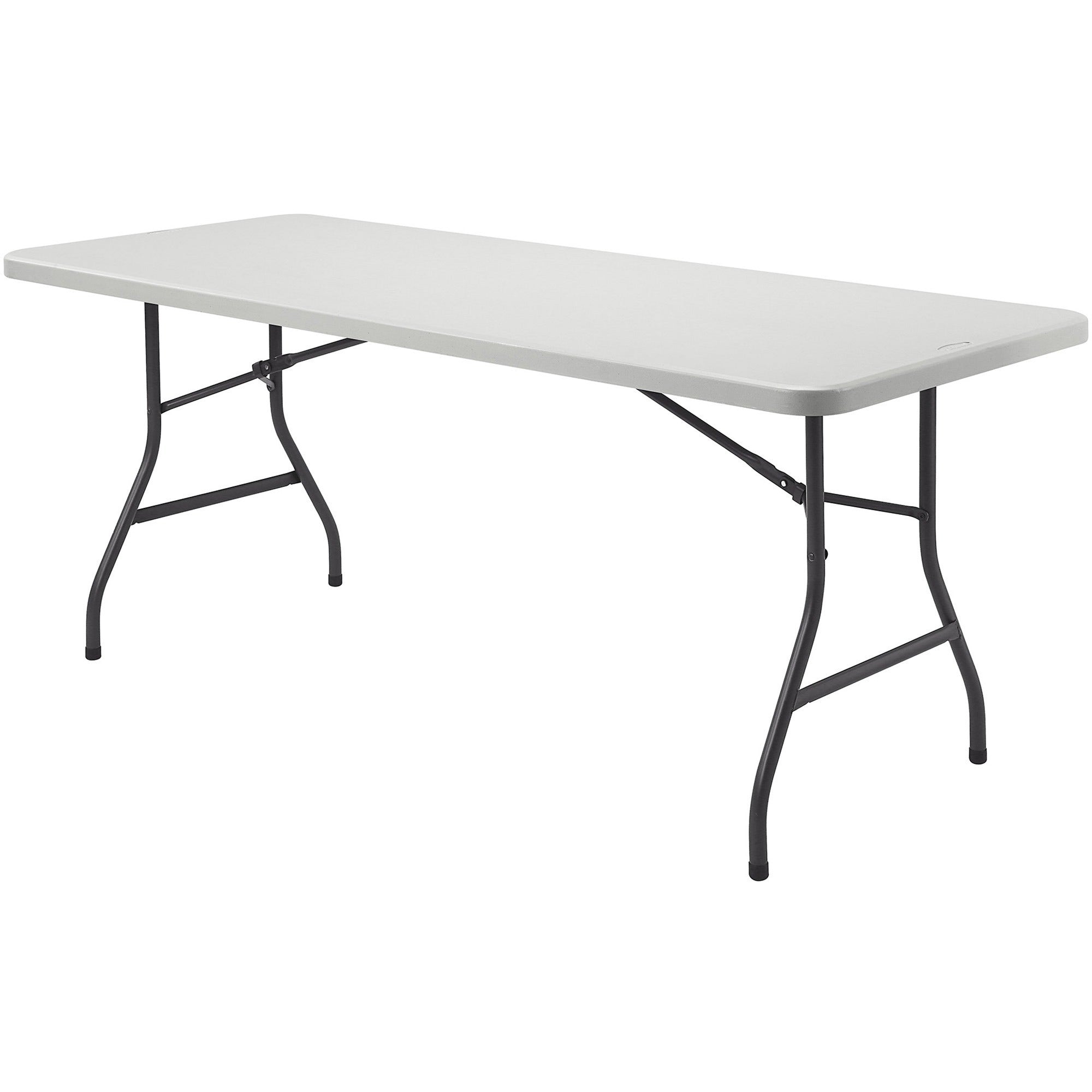 Lorell Ultra-Lite Banquet Table, 60" x 30" x 29", Light Gray Rectangle Top, Dark Gray Folding Steel Base, 600 lb Capacity, High-density Polyethylene, 1 Each