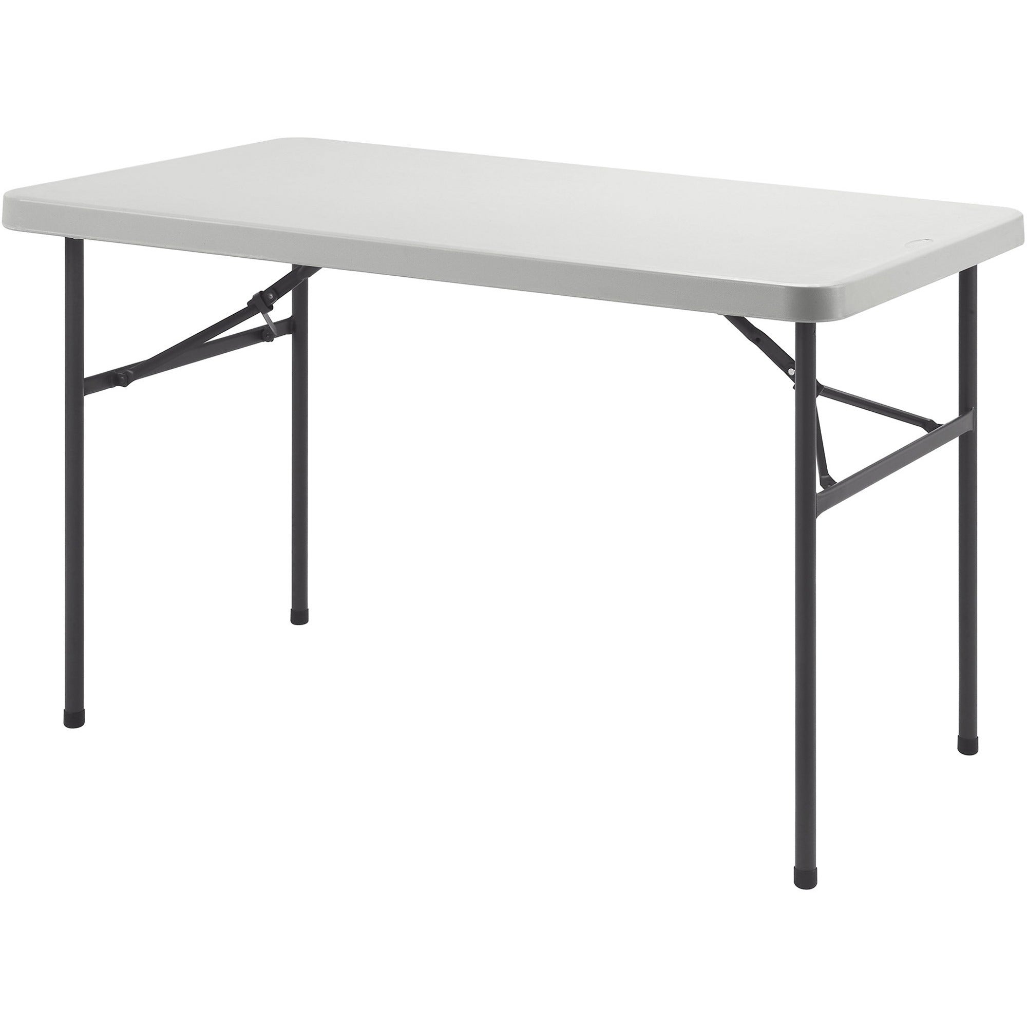 Lorell Ultra-Lite Banquet Table, 48" x 30" x 29", Light Gray Top, Dark Gray Steel Base, 450 lb Capacity, 1 Each