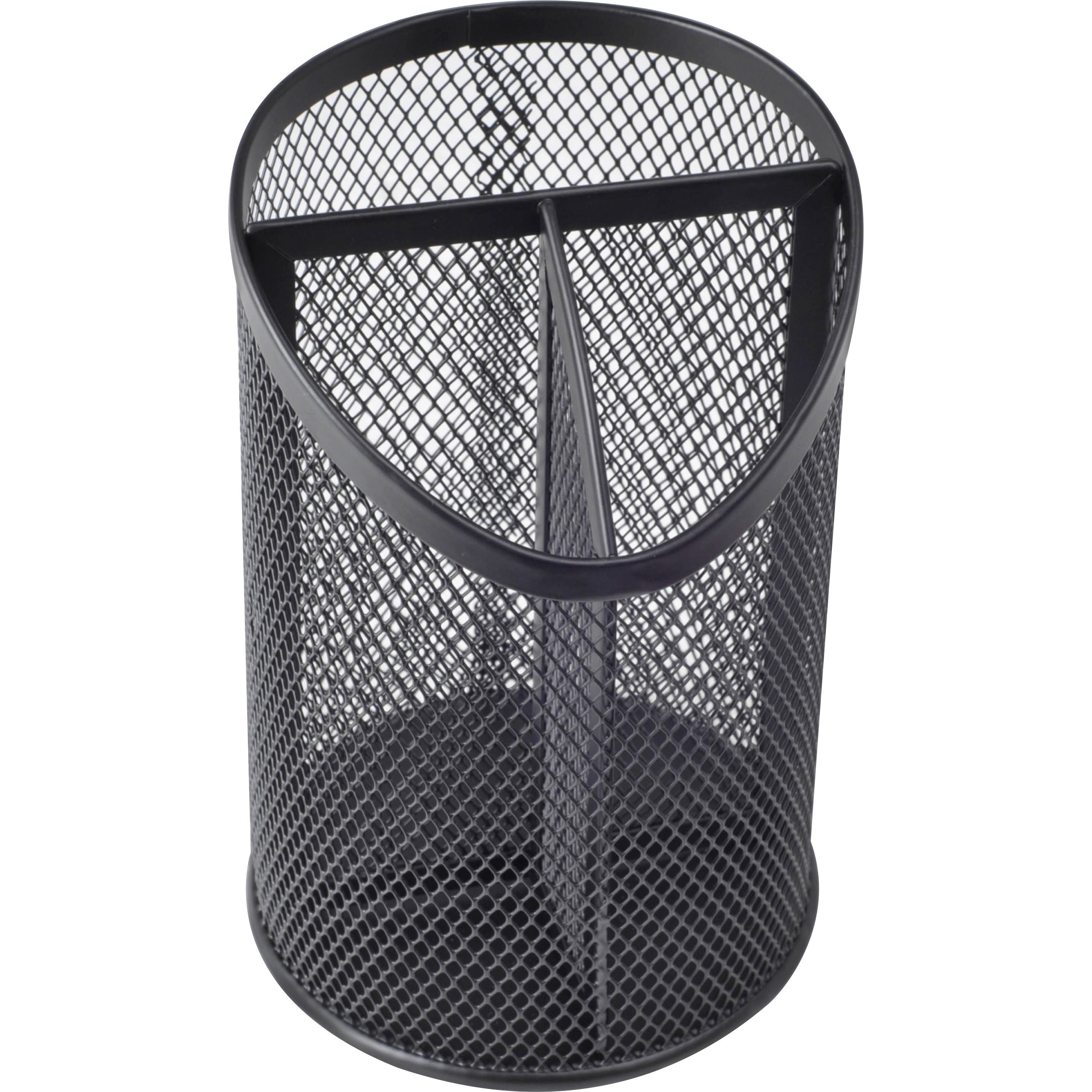 Lorell Mesh Desktop Organizer - 6.10" Height x 4.10" Width x 4.10" Length - Desktop - Durable, Snag Proof - Black - Metal - 1 Each