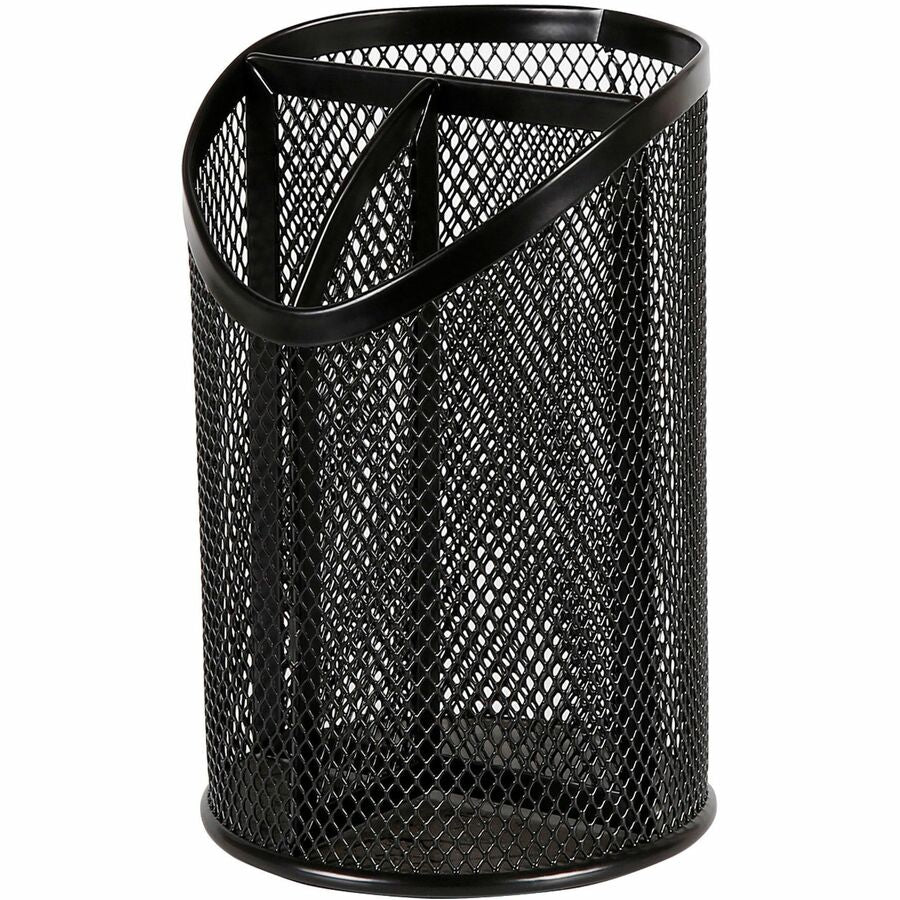 Lorell Mesh Desktop Organizer - 6.10" Height x 4.10" Width x 4.10" Length - Desktop - Durable, Snag Proof - Black - Metal - 1 Each