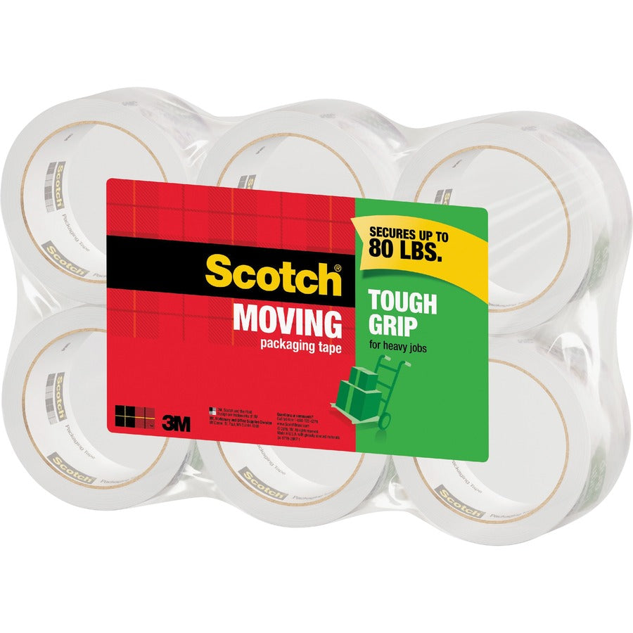 Scotch Tough Grip Moving Packaging Tape - 43.70 yd Length x 1.88" Width - Clear - Fiber - 1 Pack
