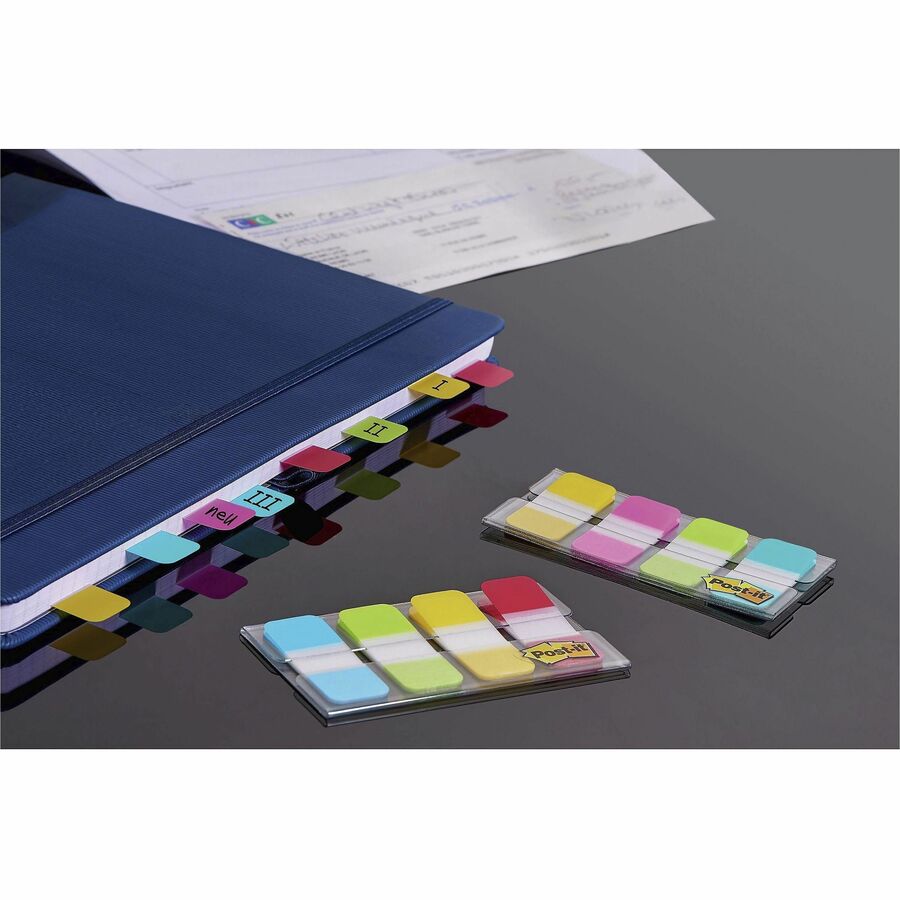 Post-it&reg; Easy Dispenser Tabs - 40 Tab(s) - 0.63" Tab Width - Self-adhesive - Yellow, Red, Green, Blue Tab(s) - 1 Pack
