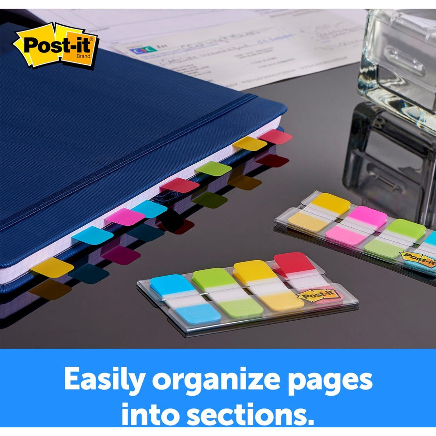 Post-it&reg; Easy Dispenser Tabs - 40 Tab(s) - 0.63" Tab Width - Self-adhesive - Pink, Purple, Yellow, Blue Tab(s) - 1 Pack