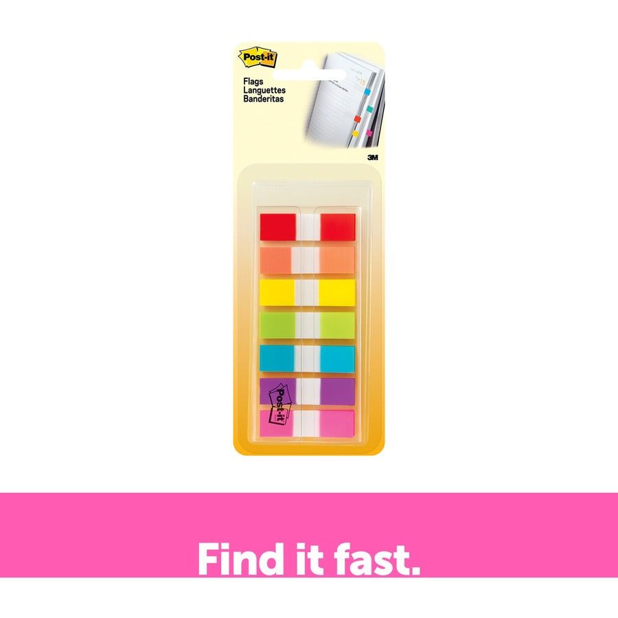 1/2" Flag/Note Width x 1 3/4" Flag/Note Length - Red, Orange, Yellow, Green, Blue, Purple, Pink - Self-stick - 1 Pack
