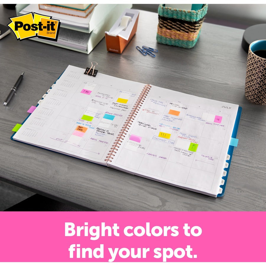1/2" Flag/Note Width x 1 3/4" Flag/Note Length - Red, Orange, Yellow, Green, Blue, Purple, Pink - Self-stick - 1 Pack