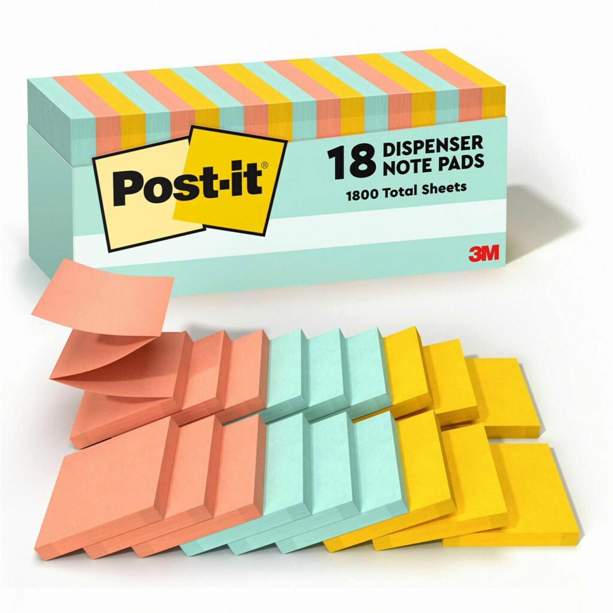 3" Flag/Note Width x 3" Flag/Note Length - Rectangle - Fresh Mint, Sunnyside, Papaya Fizz - 1 Pack