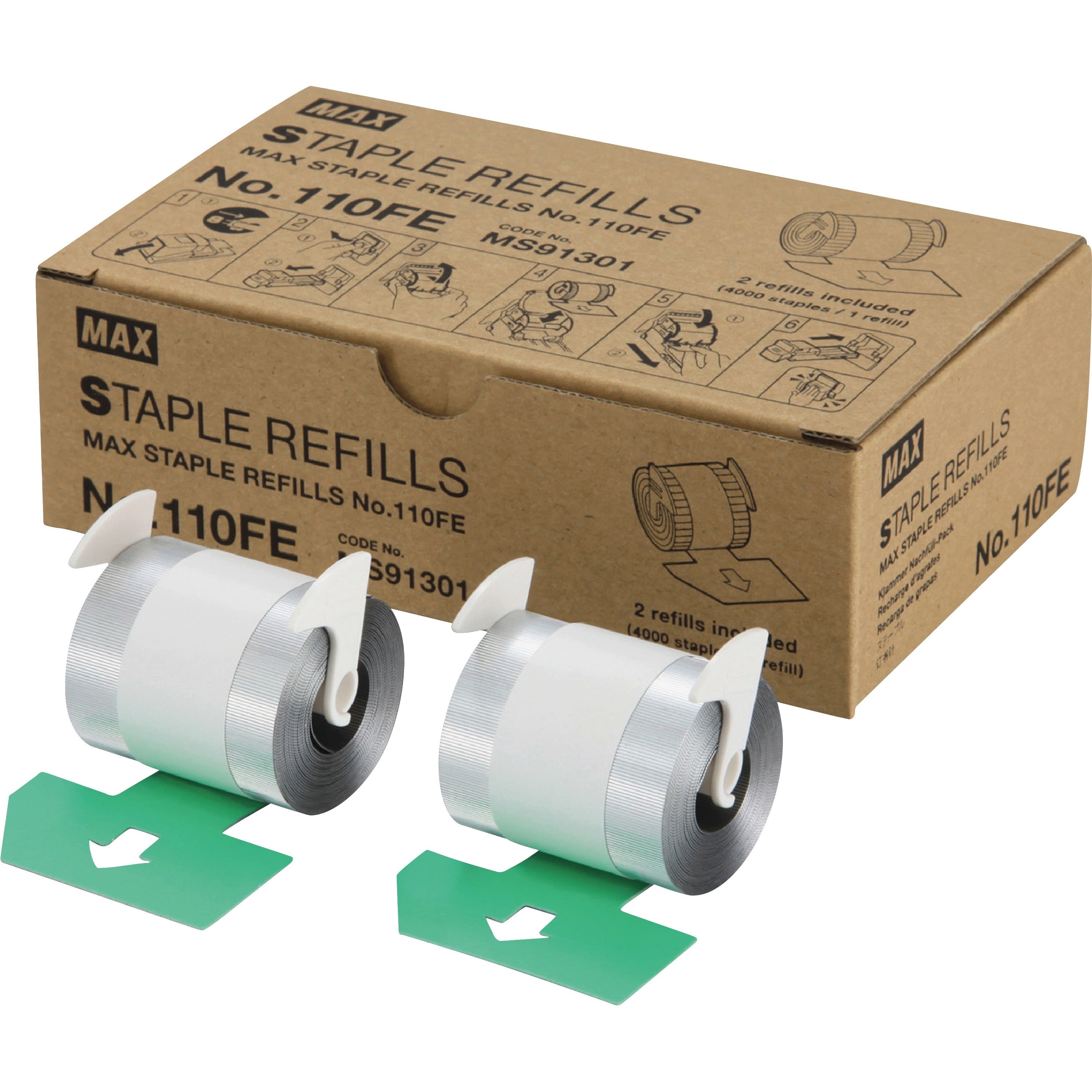9/16" Leg - Holds 100 Sheet(s) - for Paper - Silver - 4000 Per Cartridge - 1 Box