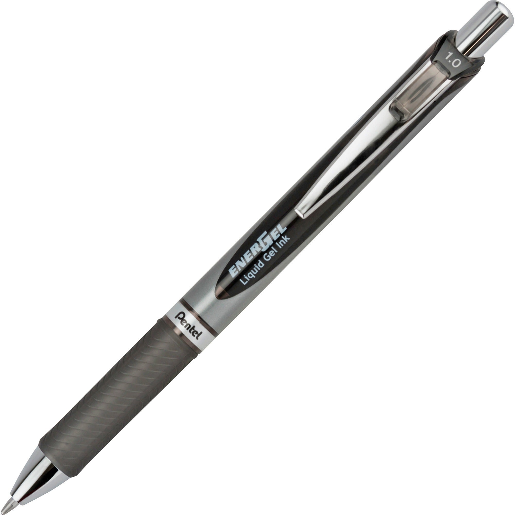 EnerGel EnerGel RTX Liquid Gel Pens - 1 mm Bold Pen Point - Refillable - Retractable - Black Ink - Gray Barrel - 1 Each