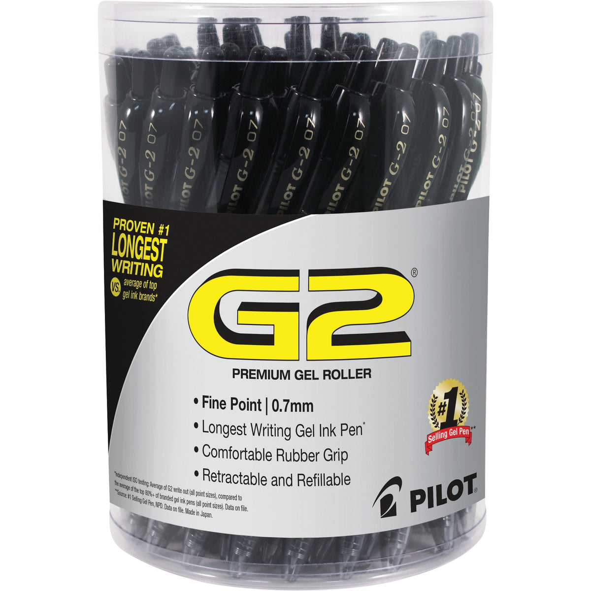 0.7 mm Fine Pen Point - Refillable - Retractable - Black Ink - Black Barrel - 36 / Pack