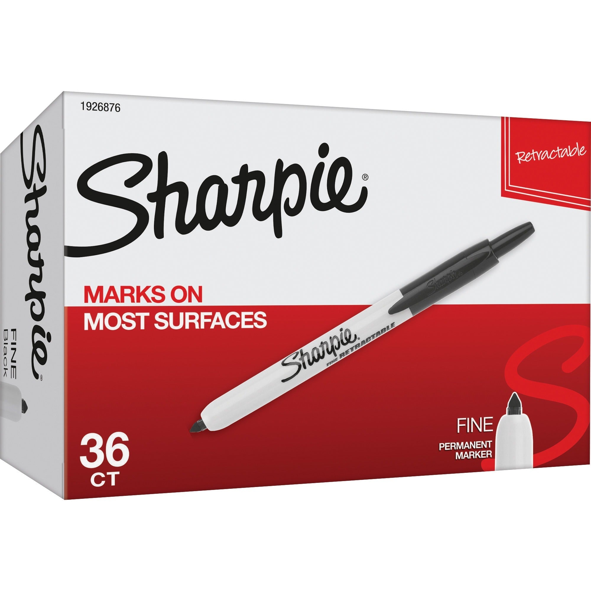 Fine Marker Point - Retractable - Black Ink - 36 / Box