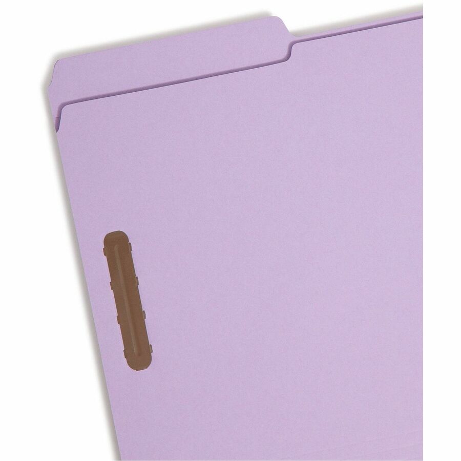 Smead 1/3 Tab Cut Legal Recycled Fastener Folder - 8 1/2" x 14" - 2 Fastener(s) - Top Tab Location - Assorted Tab Position - Lavender - 10% Recycled - 50 / Box