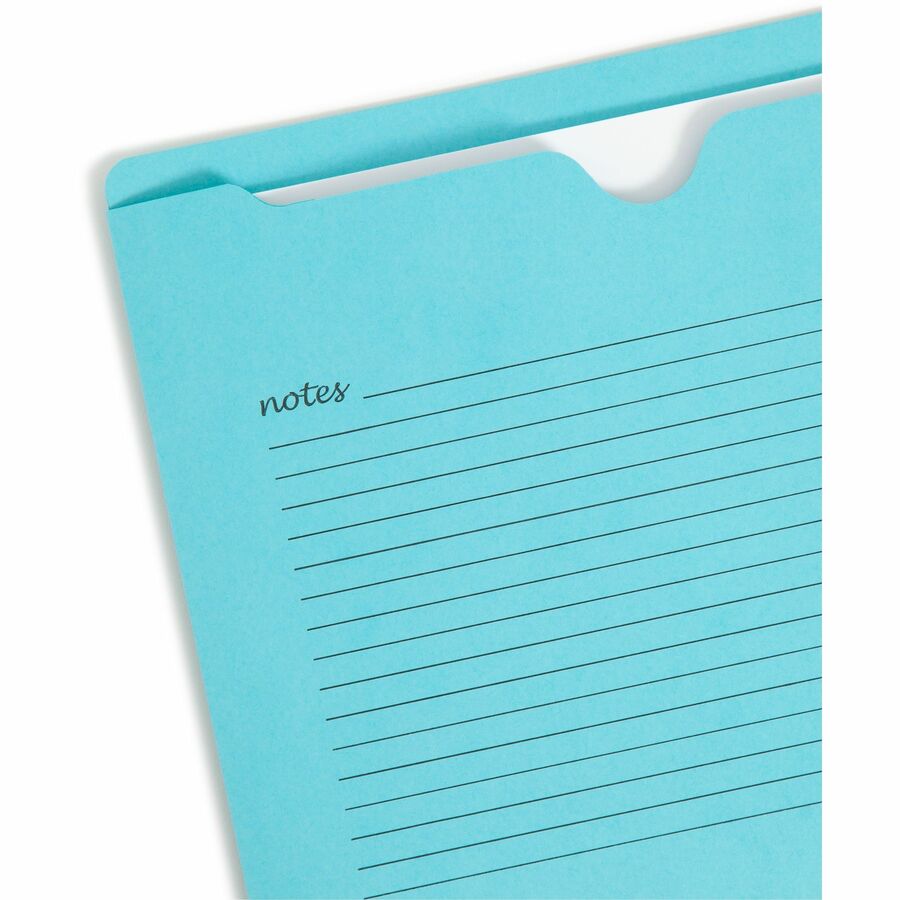 Smead Straight Tab Cut Letter Recycled File Jacket - 8 1/2" x 11" - 2 Plys - Aqua, Goldenrod, Pink, Yellow - Preprinted, Closed Sides, Reinforced Tab, Closed Sides, Durable - 10% Recycled - 12 / Pack