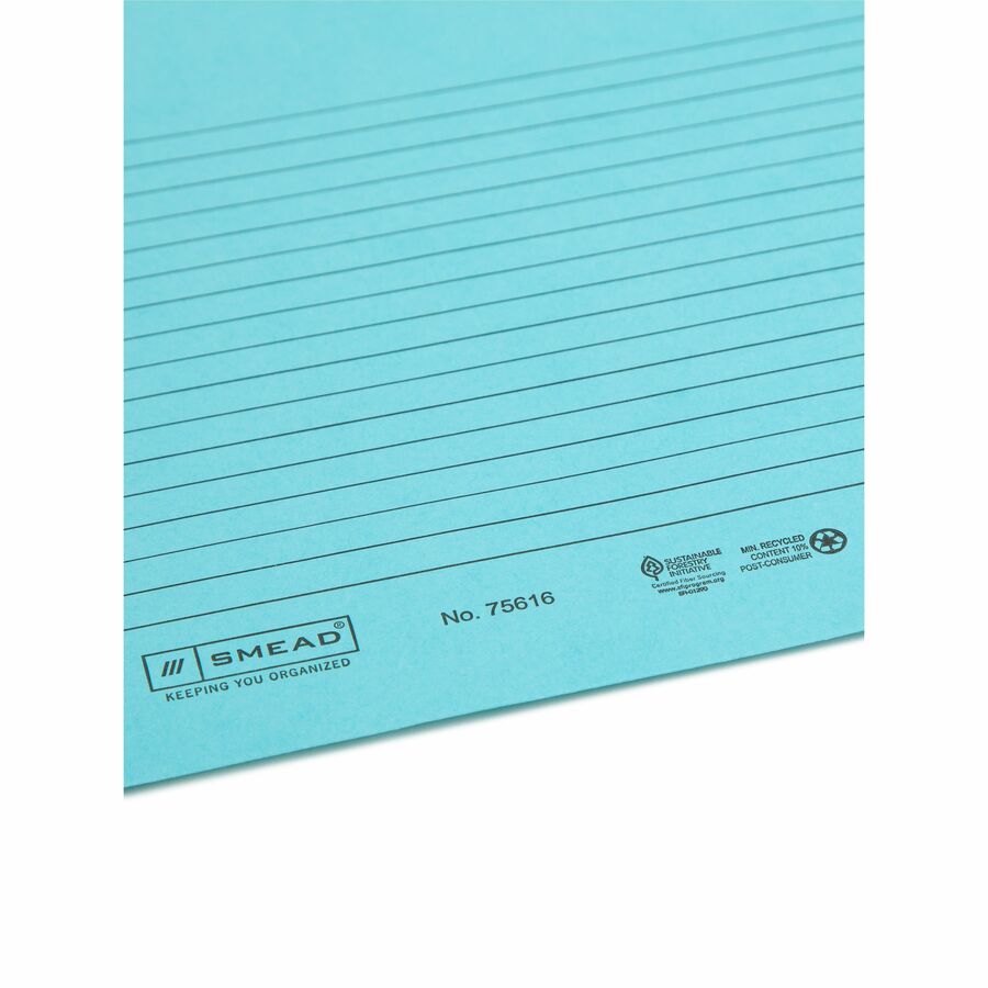 Smead Straight Tab Cut Letter Recycled File Jacket - 8 1/2" x 11" - 2 Plys - Aqua, Goldenrod, Pink, Yellow - Preprinted, Closed Sides, Reinforced Tab, Closed Sides, Durable - 10% Recycled - 12 / Pack