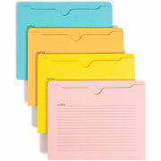 Smead Straight Tab Cut Letter Recycled File Jacket - 8 1/2" x 11" - 2 Plys - Aqua, Goldenrod, Pink, Yellow - Preprinted, Closed Sides, Reinforced Tab, Closed Sides, Durable - 10% Recycled - 12 / Pack