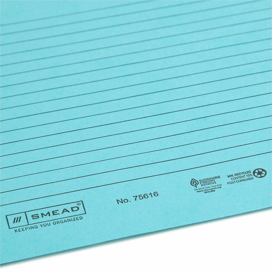 Smead Straight Tab Cut Letter Recycled File Jacket - 8 1/2" x 11" - 2 Plys - Aqua, Goldenrod, Pink, Yellow - Preprinted, Closed Sides, Reinforced Tab, Closed Sides, Durable - 10% Recycled - 12 / Pack