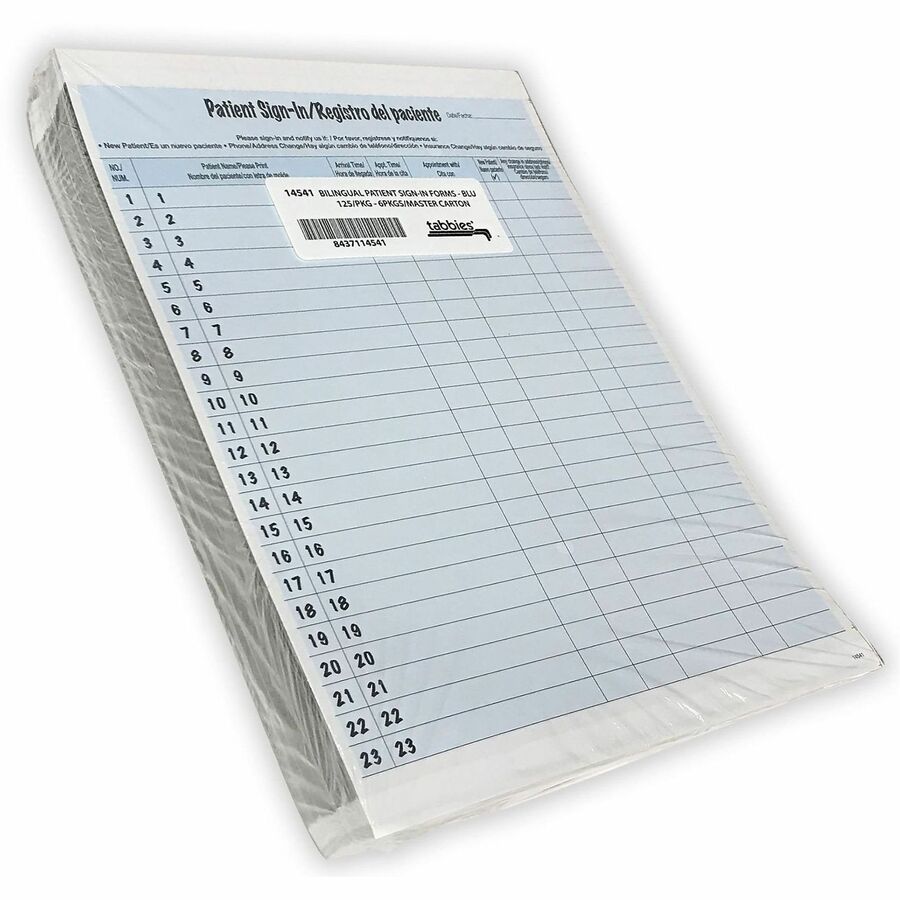 Tabbies Patient Sign-in Label Forms - Letter - 8.50" x 11" Sheet Size - Blue Sheet(s) - 1 Pack