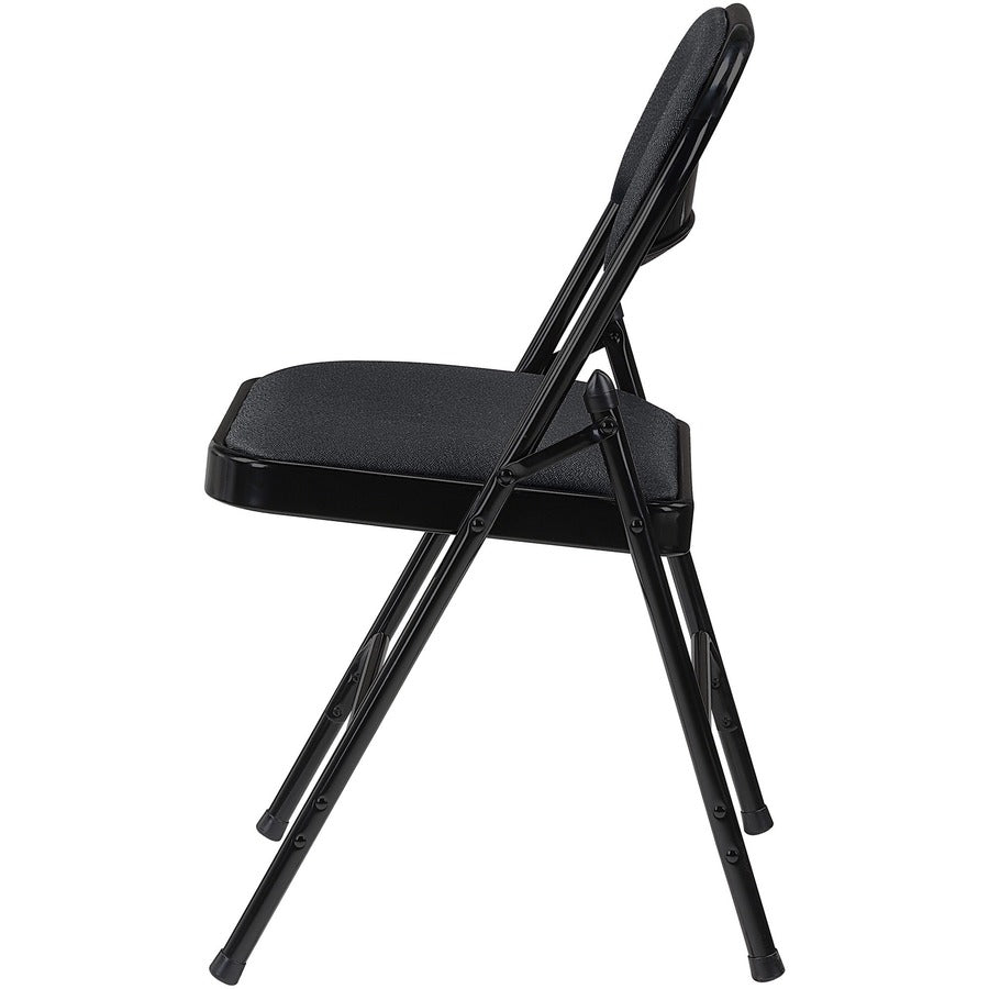 Lorell Padded Folding Chairs - Black Seat Color - Fabric Seat Material - Black Back Color - Fabric Back Material - Powder Coated Frame Color - Steel Frame Material - 4 / Carton