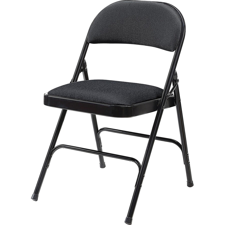 Lorell Padded Folding Chairs - Black Seat Color - Fabric Seat Material - Black Back Color - Fabric Back Material - Powder Coated Frame Color - Steel Frame Material - 4 / Carton