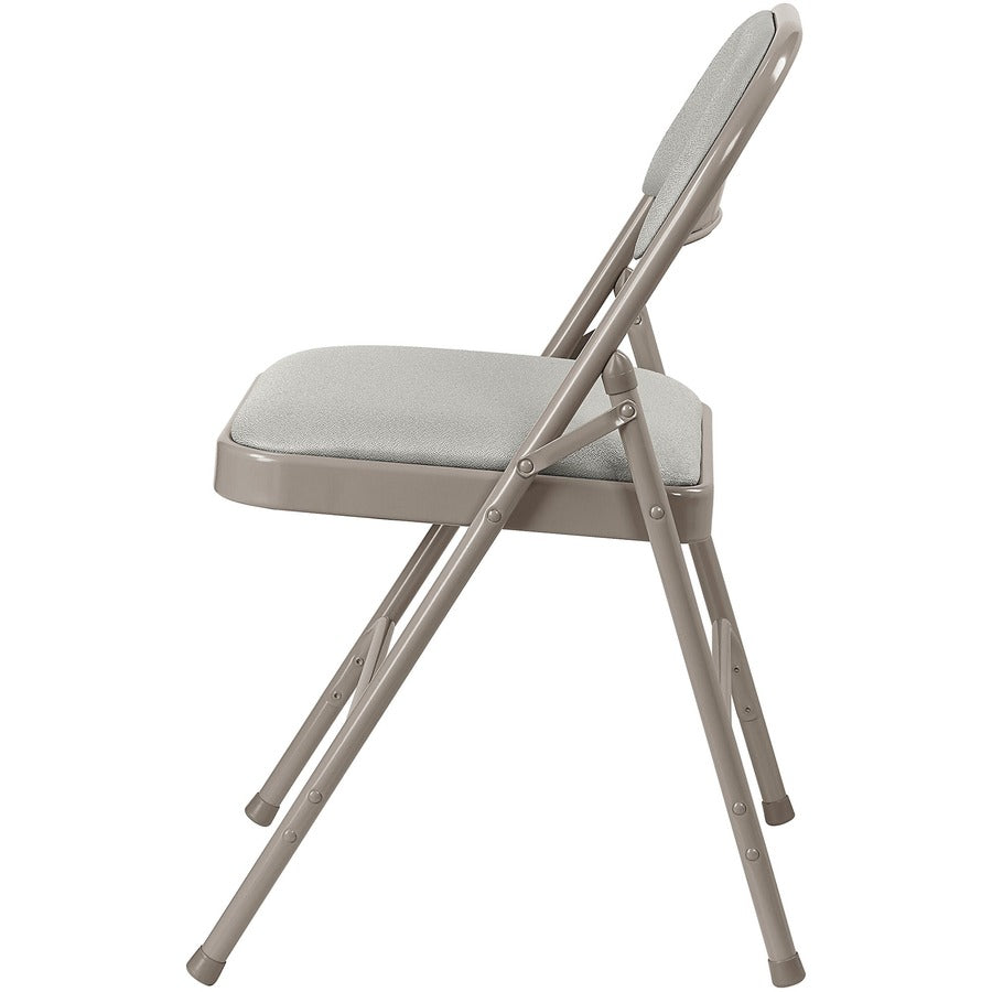 Lorell Padded Folding Chairs - Beige Seat Color - Fabric Seat Material - Beige Back Color - Fabric Back Material - Powder Coated Frame Color - Steel Frame Material - 1 Carton
