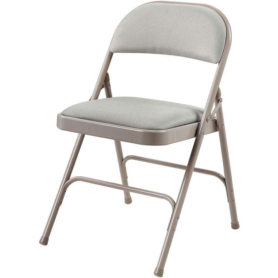 Lorell Padded Folding Chairs - Beige Seat Color - Fabric Seat Material - Beige Back Color - Fabric Back Material - Powder Coated Frame Color - Steel Frame Material - 1 Carton